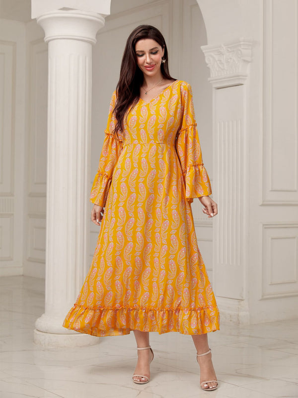 Elegant Digital Printing Plus Size Dress - Trendex