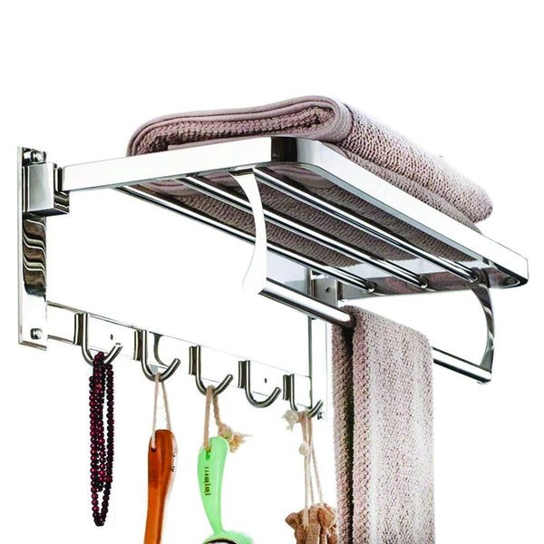 0491 Stainless Steel Folding Towel Rack Cum Towel Bar 18 Inch - Trendex