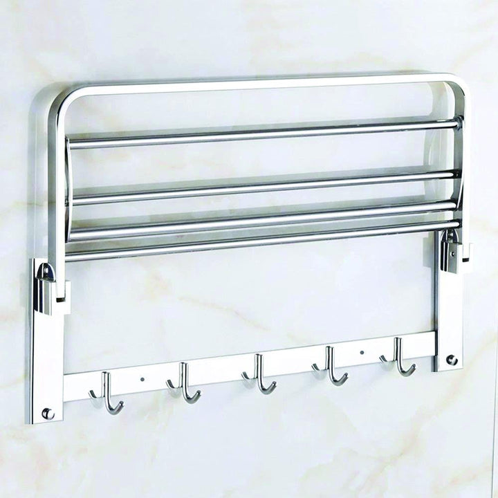 0491 Stainless Steel Folding Towel Rack Cum Towel Bar 18 Inch - Trendex