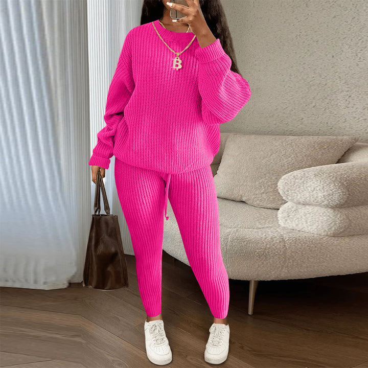 Women's Fashionable Knitted Wool Trousers Suit - Trendex