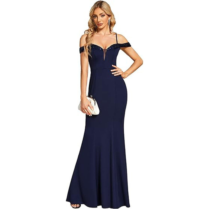 Women's Clothing Off-neck Sling Evening Long Dress - Trendex