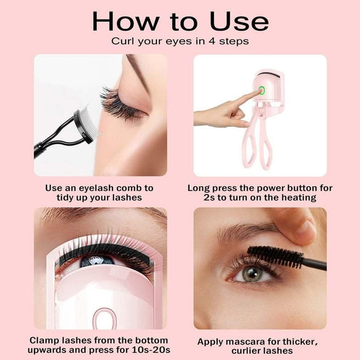 Electric Heated Eyelash Curlers (1 Pc) - Trendex