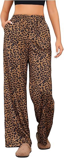 Women's Leopard Print Elastic High Waist Trousers - Trendex