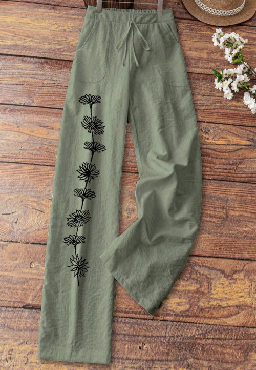 Leisure Wide Leg Pants Printed Loose Trousers - Trendex