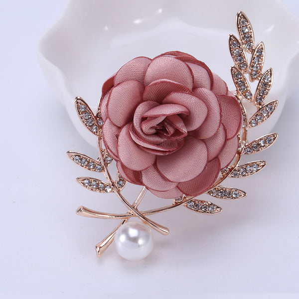 Fabric Flower Lady Temperamental Pin Sweater Coat Cardigan Women's Corsage Clothing Accessories - Trendex