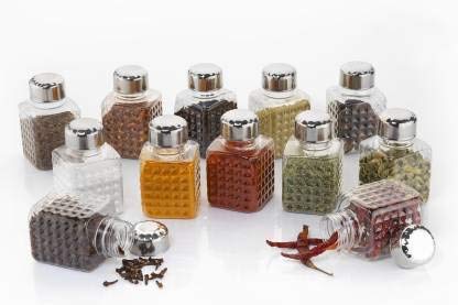 5503 All New Square 16 Bottle Design 360 Degree Revolving Spice Rack Container Condiment Pieces Set Square Small Container - Trendex