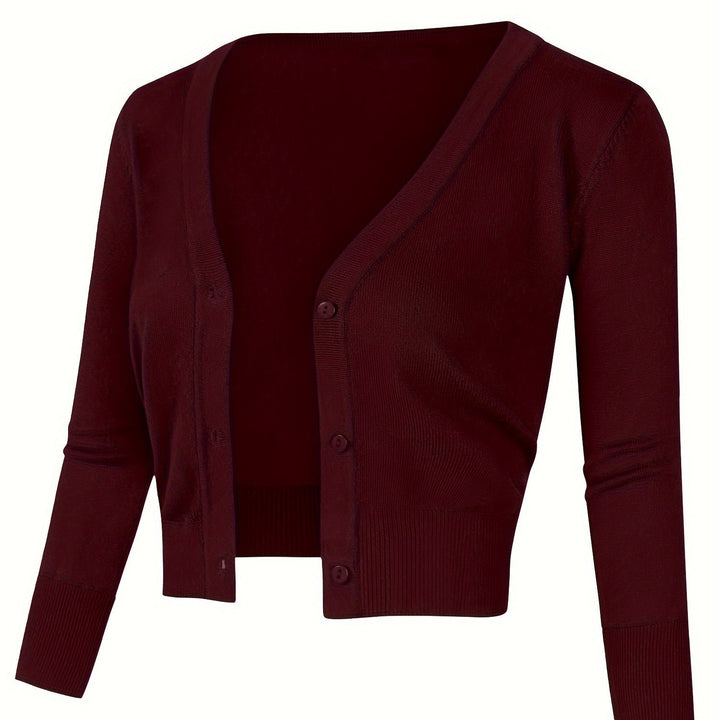 Solid Color Button Up Front Woolen Sweater For Casual Wear - Trendex