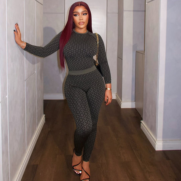 Women's Round Neck Long Sleeve Jumpsuit - Trendex