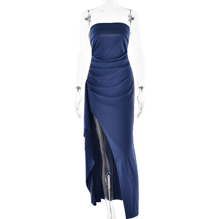 Evening Gown Women's One Neck Strapless Dress Fashionable And Sexy Backless High Slit Long Dress - Trendex