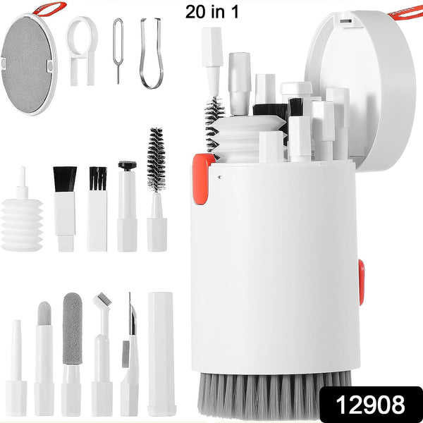12908 Keyboard Cleaner Kit 20-in-1 Laptop Phone Screen Cleaning Kit Keyboard Cleaning Kit With Electronic Cleaning Brush Spray For Airpods Pro Ipad Iphone Pro Camera Computer Cleaning - Trendex