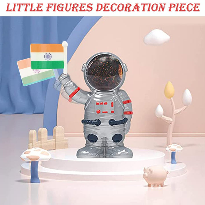 Solar Power Astronaut Ornament Moving Hand With Indian Flag (1 Pc) - Trendex