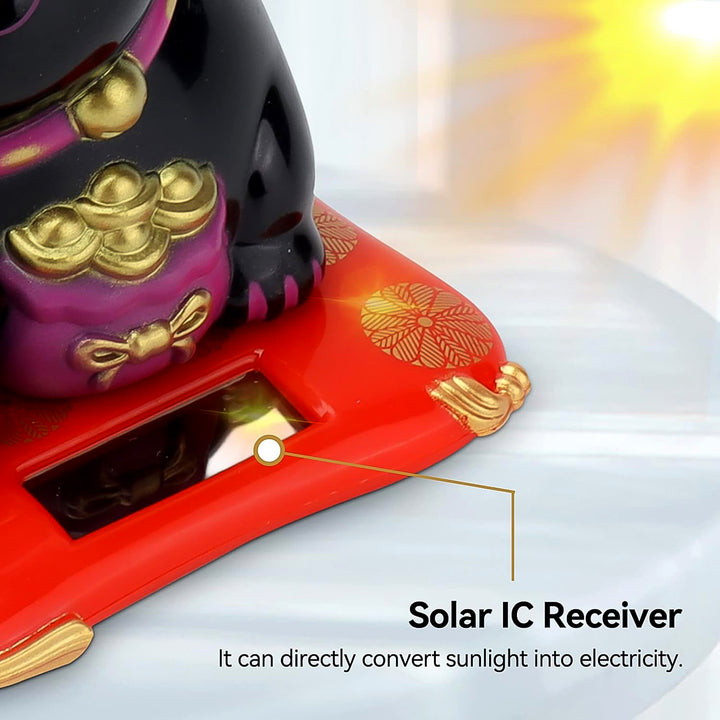 Solar Powered Happy Cat Beautiful With Arm Waves Wealth Cat (1 Pc  Mix Color) - Trendex
