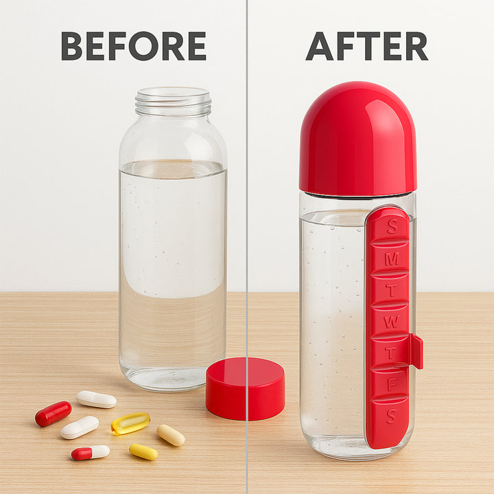 Water Bottle With Built-in 7-day Pill Organizer Approx 900ml (1 Pc) - Trendex