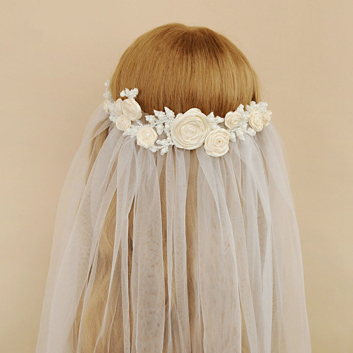 Bridal Veil Double-layer Wedding Veil Flower Veil - Trendex