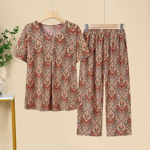 Middle-aged And Elderly Ice Silk Short Sleeve Suit - Trendex