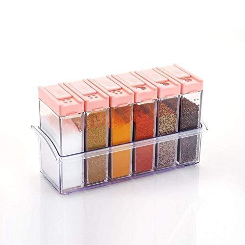 122 Plastic Spice Jars (6 Pcs 14x22x8cm Multicolour) - Trendex