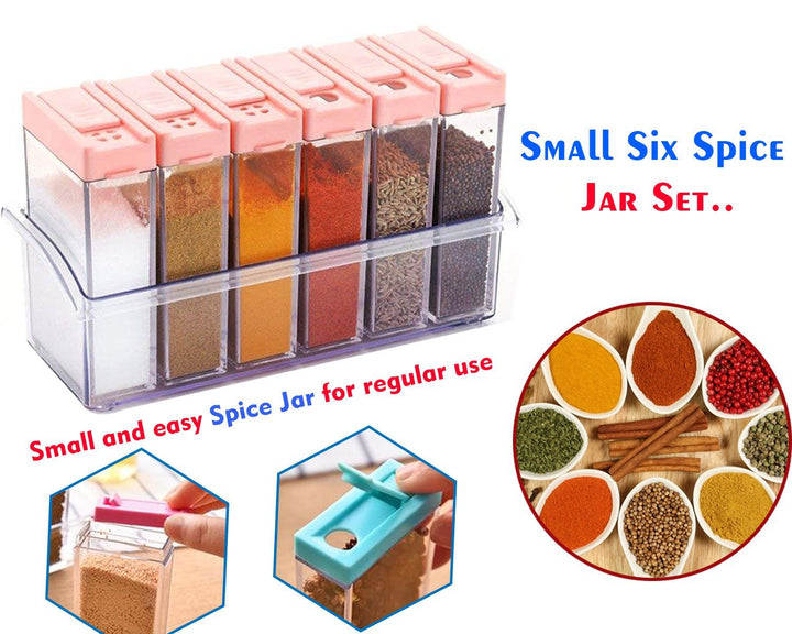 122 Plastic Spice Jars (6 Pcs 14x22x8cm Multicolour) - Trendex