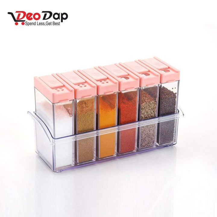 122 Plastic Spice Jars (6 Pcs 14x22x8cm Multicolour) - Trendex