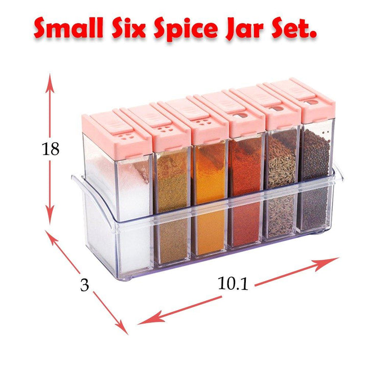 122 Plastic Spice Jars (6 Pcs 14x22x8cm Multicolour) - Trendex