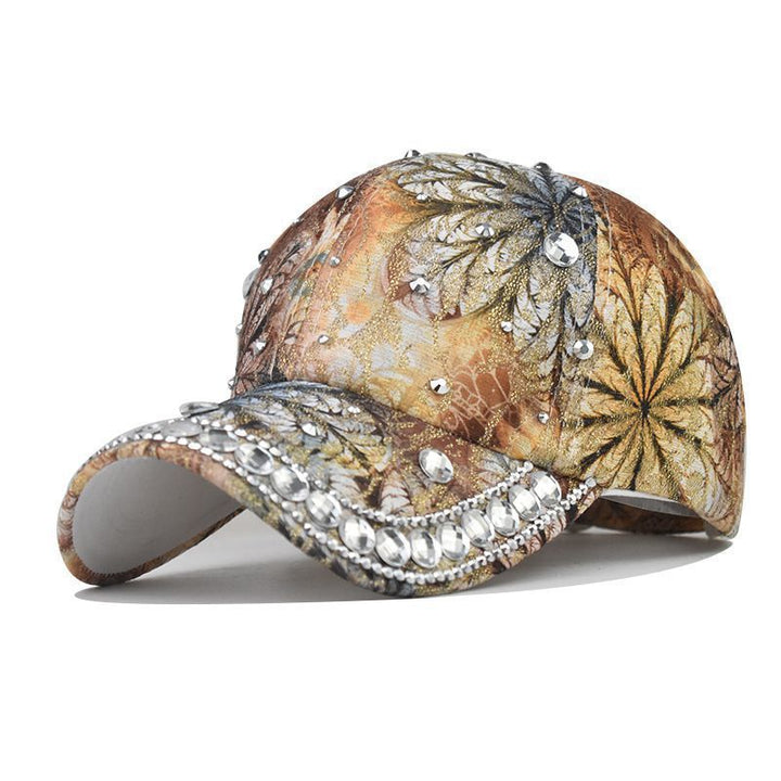Outdoor Sun Protection Colorful Cat Eye Rhinestone Baseball Cap - Trendex
