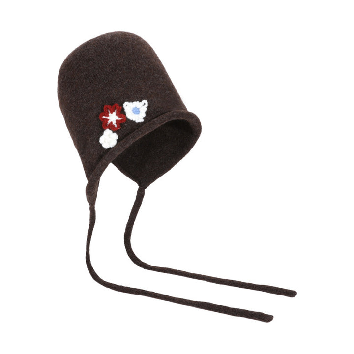 Autumn And Winter Korean Style Flower Knitted Toque All-matching Lazy Style - Trendex