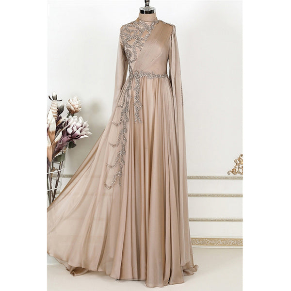Champagne Muslim Evening Dress Formal Party - Trendex