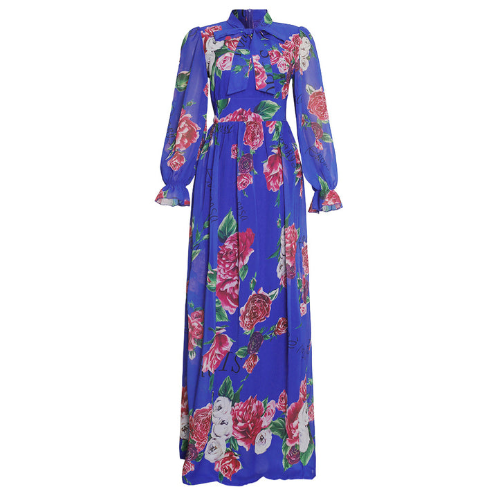 African Clothing Women's Chiffon Print Big Swing Dress Long Skirt - Trendex