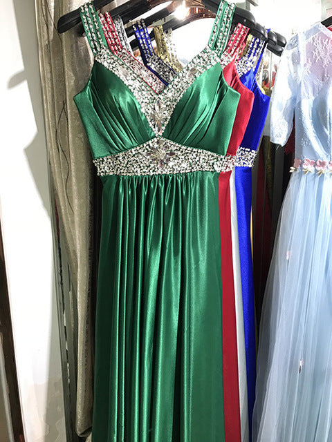 Women Sleeveless Sexy A-Line Elegant Wedding Party Formal Gowns Long Evening Dress - Trendex