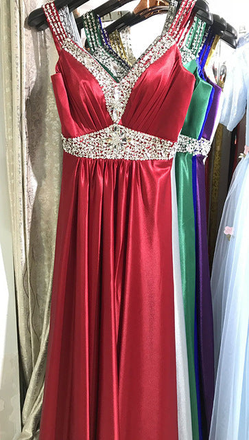 Women Sleeveless Sexy A-Line Elegant Wedding Party Formal Gowns Long Evening Dress - Trendex