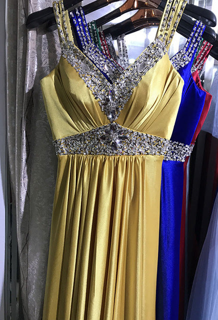 Women Sleeveless Sexy A-Line Elegant Wedding Party Formal Gowns Long Evening Dress - Trendex