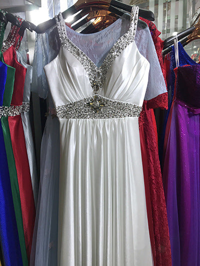 Women Sleeveless Sexy A-Line Elegant Wedding Party Formal Gowns Long Evening Dress - Trendex