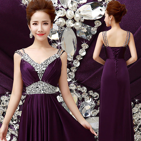 Women Sleeveless Sexy A-Line Elegant Wedding Party Formal Gowns Long Evening Dress - Trendex