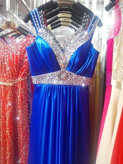 Women Sleeveless Sexy A-Line Elegant Wedding Party Formal Gowns Long Evening Dress - Trendex