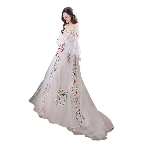 Retro Bridal Gown Super Fairy Bride Tailed Out Yarn Light Wedding Dress - Trendex