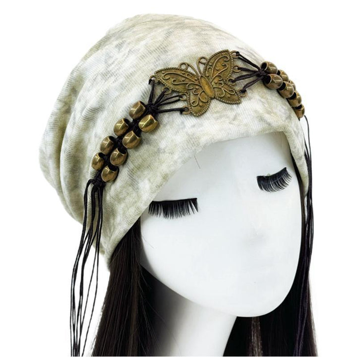 Hat Tie-dyed Tassel Beaded Beanie Hat - Trendex