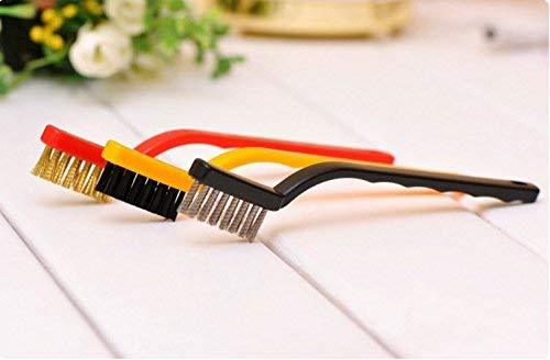 184 -3 Pc Mini Wire Brush Set (Brass Nylon Stainless Steel Bristles) - Trendex