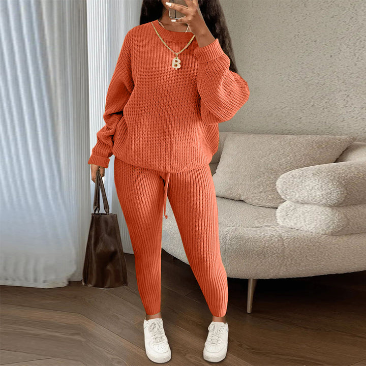 Women's Fashionable Knitted Wool Trousers Suit - Trendex