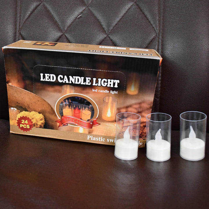 Flameless Candles With Transparent Plastic Covers Set Of 24 Pcs Led - Trendex
