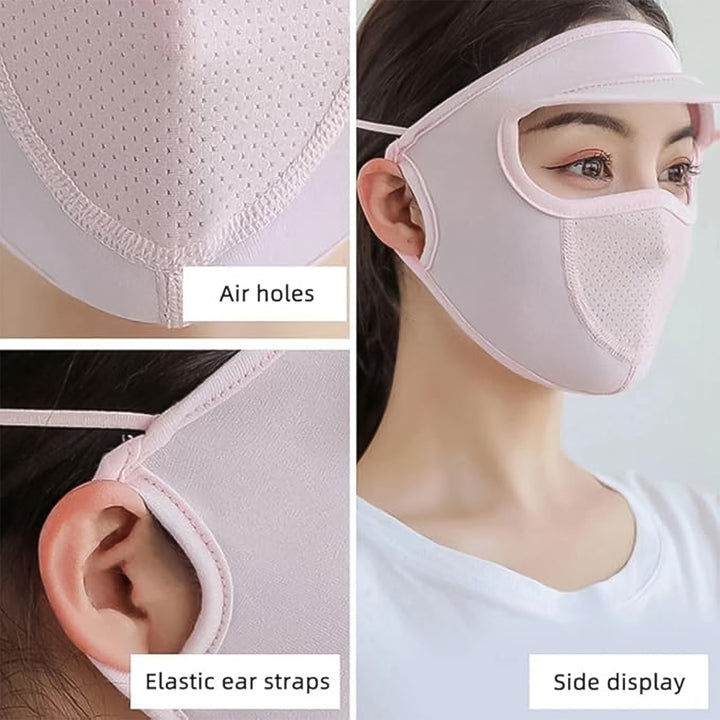 Womens Full Face Uv Protection Cap With Built-in Mask And Wide Brim Visor  Breathable (1 Pc) - Trendex