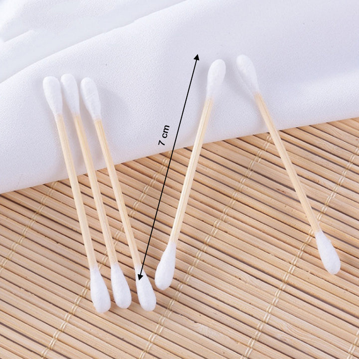 6016 Cotton Swabs Bamboo With Wooden Handles For Makeup Clean Care Ear Cleaning Wound Care Cosmetic Tool Double Head Biodegradable Eco Friendly (Pack Of 20) - Trendex
