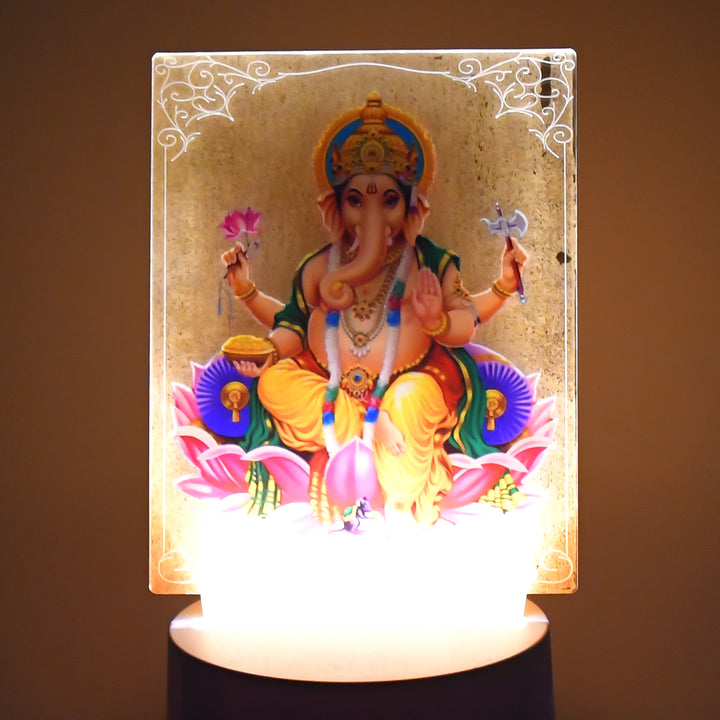 Beautiful 3d Lord Ganesh Frame With Soft White Light (1 Pc) - Trendex