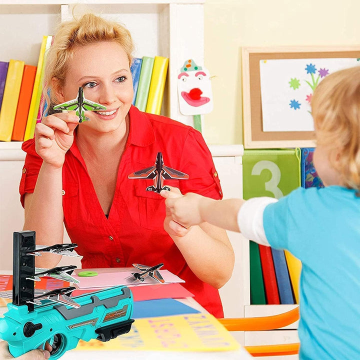 4710 Airplane Launcher Gun Toy With Foam Glider Planes Outdoor Games For Children Best Aeroplane Toys For Kids Air Battle Gun Toys  ( 5 Plane Include ) - Trendex