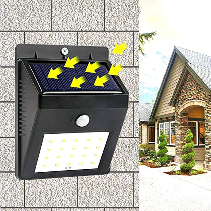 213 Solar Security Led Night Light For Home Outdoorgarden Wall (Black) (20-led Lights) - Trendex