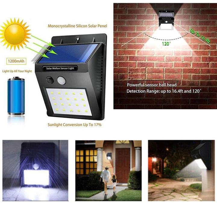 213 Solar Security Led Night Light For Home Outdoorgarden Wall (Black) (20-led Lights) - Trendex