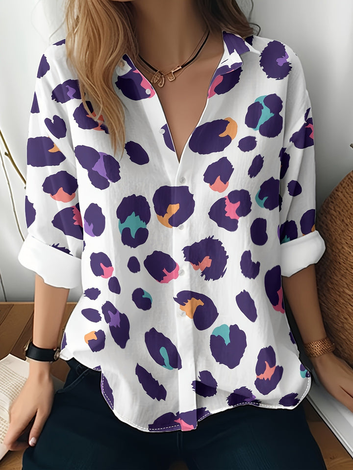 Women's 3D Printed Floral Pattern Long-sleeved Shirt - Trendex
