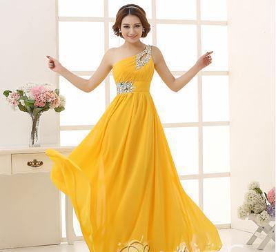 Evening dress one-shoulder dinner banquet long banquet - Trendex