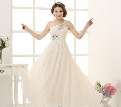 Evening dress one-shoulder dinner banquet long banquet - Trendex