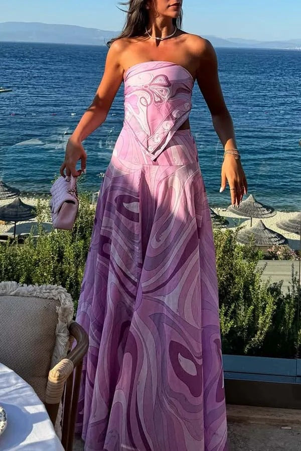 European And American Vacation Style Suit Tube Top Two-piece Long Dress - Trendex
