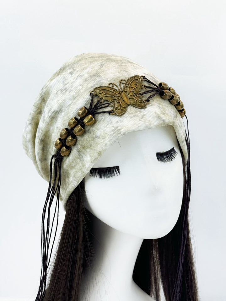 Hat Tie-dyed Tassel Beaded Beanie Hat - Trendex