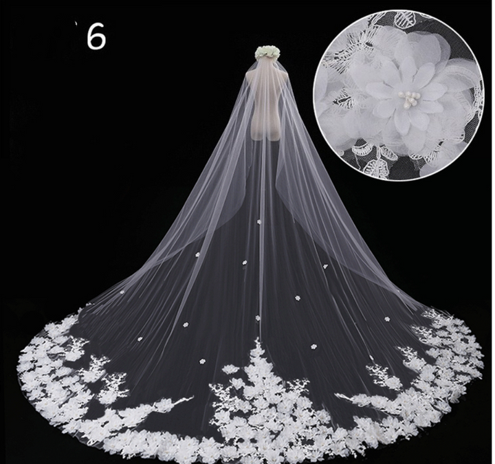 Bridal Wedding Dress Long Tail Luxury Super Fairy Wedding Veil - Trendex